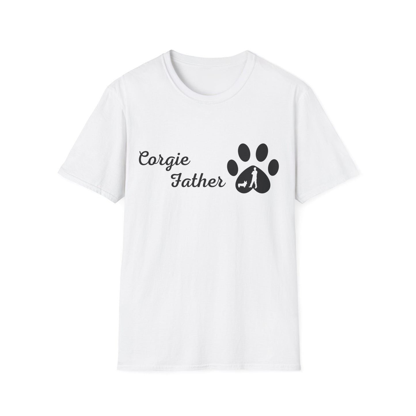 Doggy Dad's T-shirt, "Corgie Father", Dog Father's Day Gift, Fur Papa, Unique Men's Apparel Novelty Pet Lover Tee Present