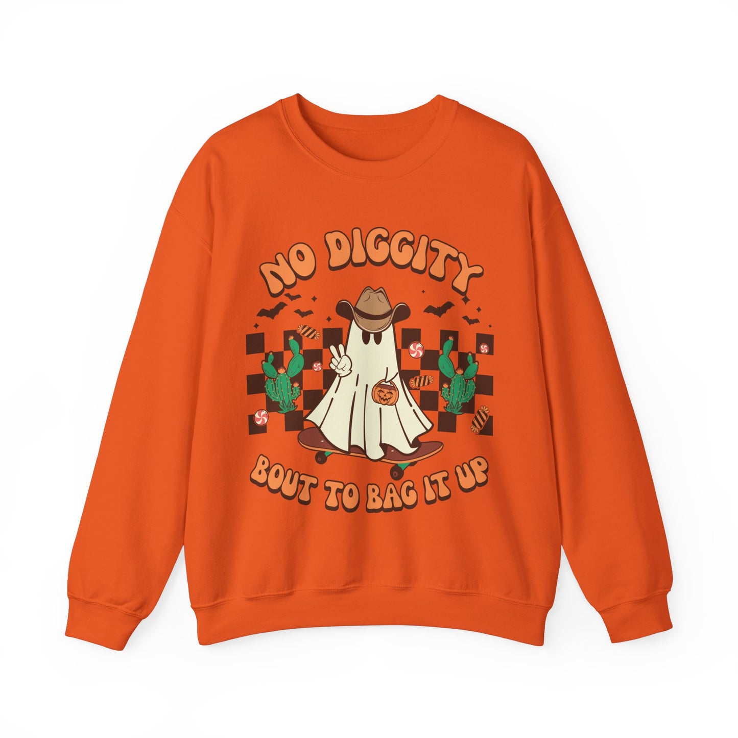 No Diggity Bout To Bag It Up Sweatshirt Funny Cowboy Halloween Sweater Trick or Treat Sweat Retro Halloween Crewneck Western Halloween Gift