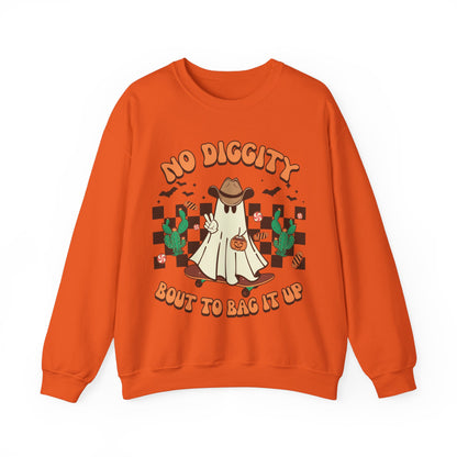 No Diggity Bout To Bag It Up Sweatshirt Funny Cowboy Halloween Sweater Trick or Treat Sweat Retro Halloween Crewneck Western Halloween Gift