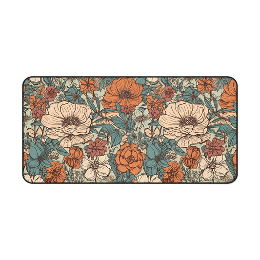 Cottagecore Desk Mat Pastel Floral Office Desk Accessories Vintage Wildflower Mouse Pad Garden Aesthetic Desk Pad Plant Mom Gift Idea Ladies