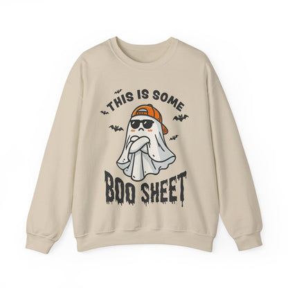 This Is Some Boo Sheet Sweatshirt Funny Halloween Sweater Retro Ghost Graphic Halloween Sweatshirt Funny Gifts Men Women Pullover Sweater