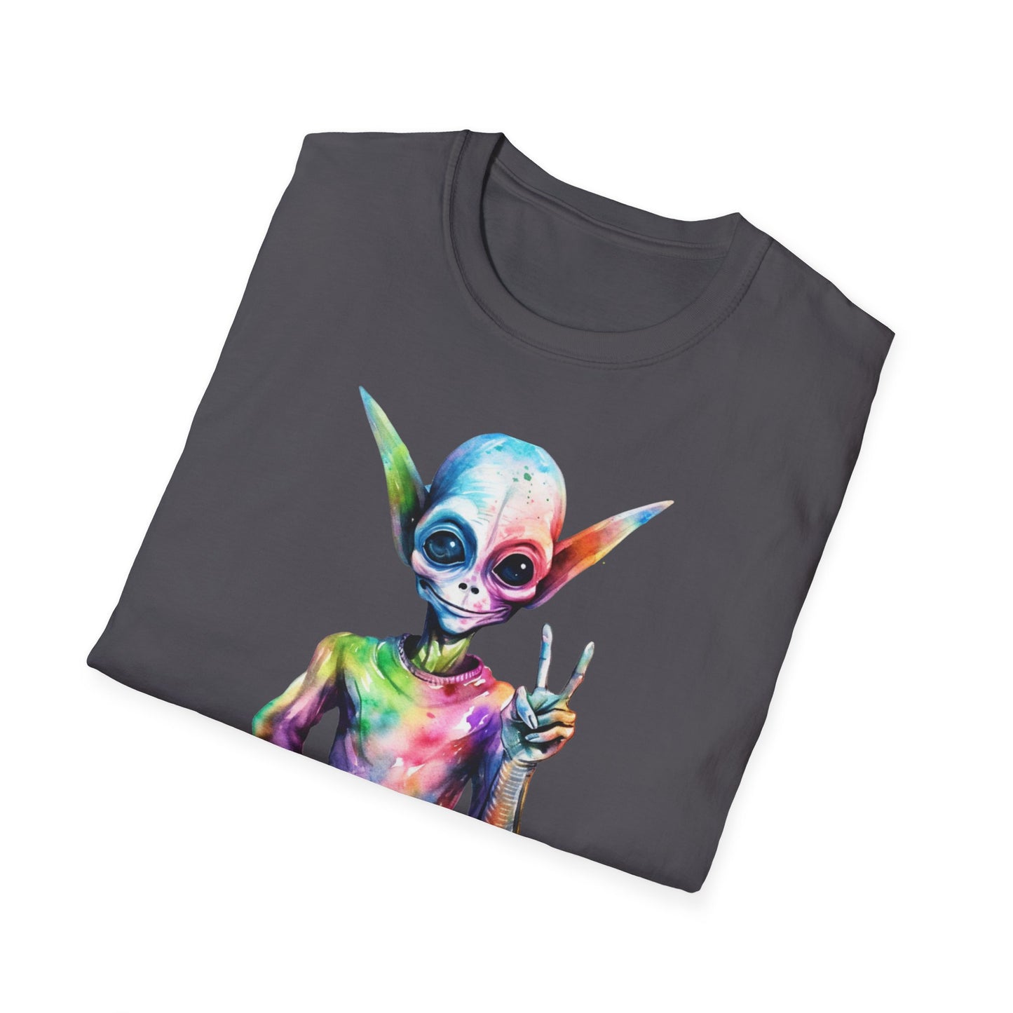 Psychedelic Retro Alien T-Shirt Graphic Art Unisex tshirt Funny UFO Lover Tee UAP Shirts Weird Cool Gift Funky Outer Space Tee Groovy Galaxy