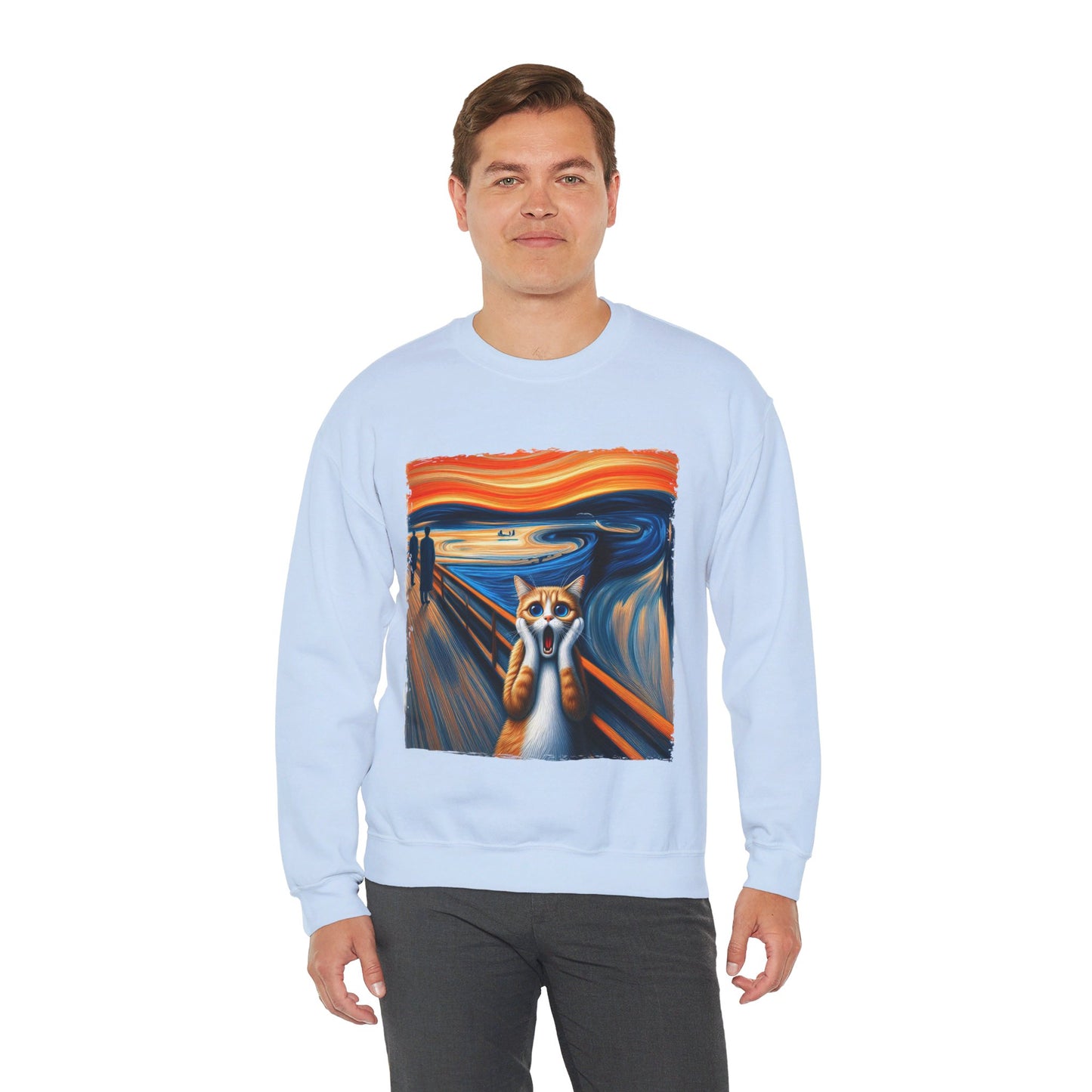 Funny Edvard Munch Cat Sweatshirt Funny The Scream-ing Cat Art Painting Sweater Parody of Edvard Munch Cat Sweater Unique Art Cat Lover Gift