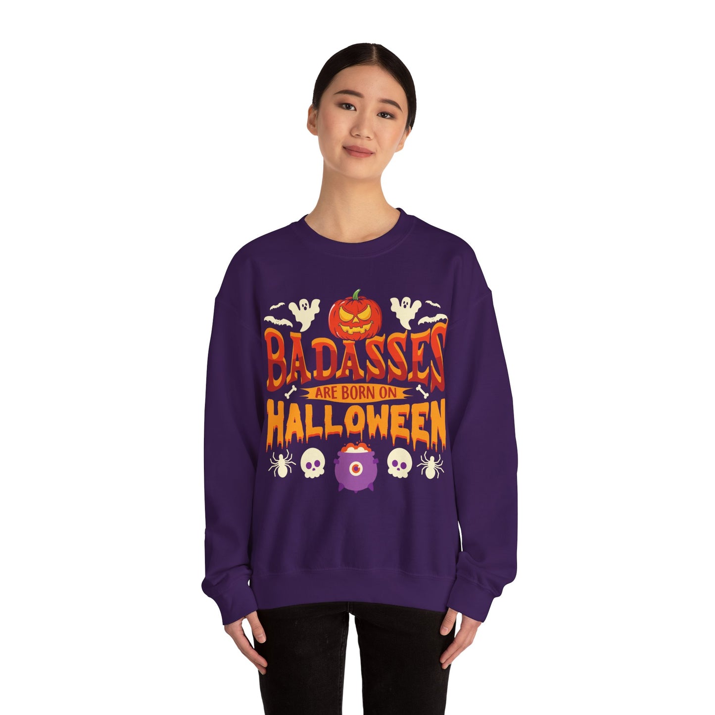 Badasses Are Born on Halloween Sweatshirt Halloween Birthday Sweater Funny Halloween Apparel Halloween Birthday Party Gift Spooky Season