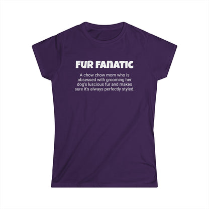 Funny Chow Chow Mom's Women's Softstyle Tee ,"Fur fanatic",Dog Mother's Day Gift, Ladies Adult Novelty T-shirt,Fur Ma Present