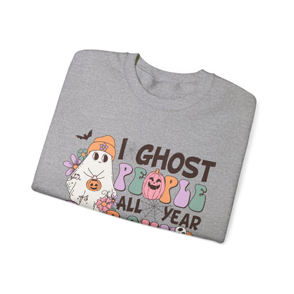 I Ghost People Year Round Sweatshirt Funny Halloween Sweater Retro Halloween Sweatshirt Cool Ghost Halloween Apparel Groovy Spooky Season