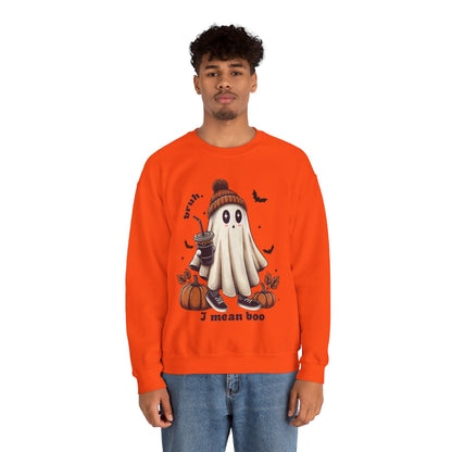 Bruh I Mean Boo Sweatshirt Cute Ghost Sweater Retro Halloween Pullover Sweatshirt Funny Halloween Sweater Boujee Ghost Crewneck Boujee Gift