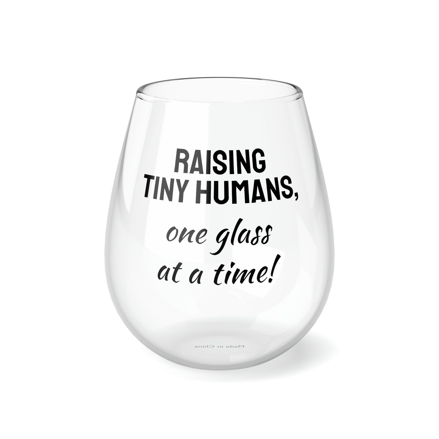 Funny Mother's Stemless Wine Glass,"Raising tiny humans...",Mother's Day Gift, Best Present for Mom,Christmas,Birthday, Unique Novelty Bar