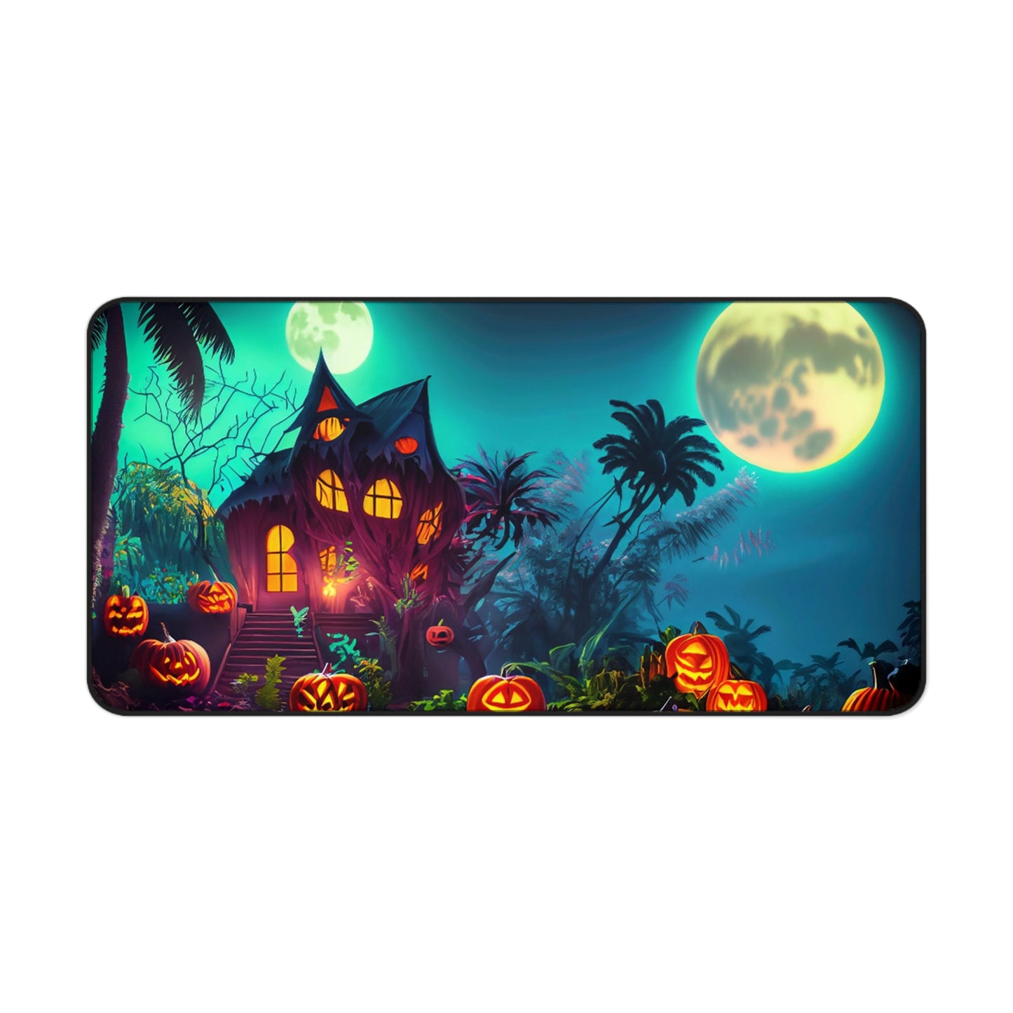 Retro Halloween Desk Mat Tropical Neon Office Desk Accessory Whimsigoth Mouse Pad Spooky Pumpkins Desk Pad XL Gaming Mousepad Unique Gift