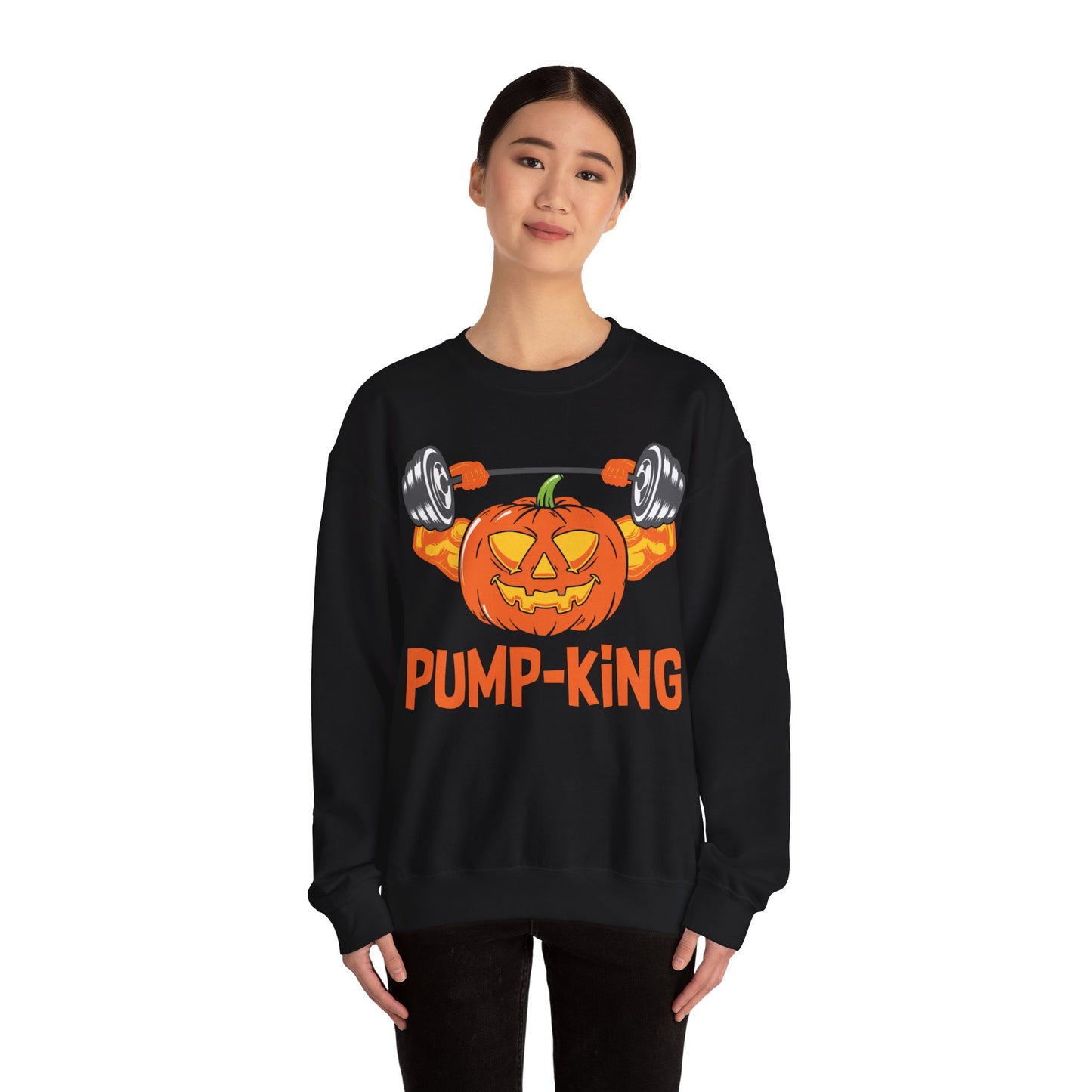 Pump-King Gym Sweatshirt Funny Halloween Sweater Fitness Halloween Sweatshirt Boyfriend Gym Husband Halloween Pumpkin Apparel Novelty Gift