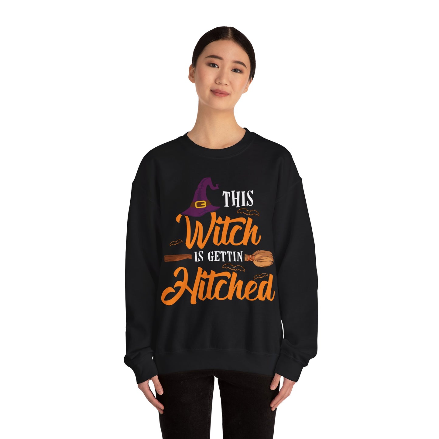 Funny Bachelorette Sweatshirt This Witch Is Getting Hitched Sweater Bachelorette Halloween Themed Party Outfit Bride To Be Halloween Gifts