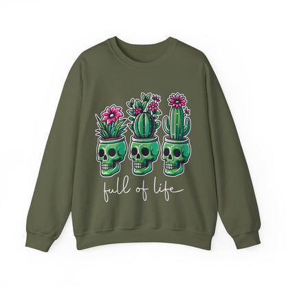 Full of Life Sweater Funny Halloween Sweatshirt Plant Lover Pullover Gift Funny Pot Head Skeleton Succulent Sweat Halloween Plant Lover Gift