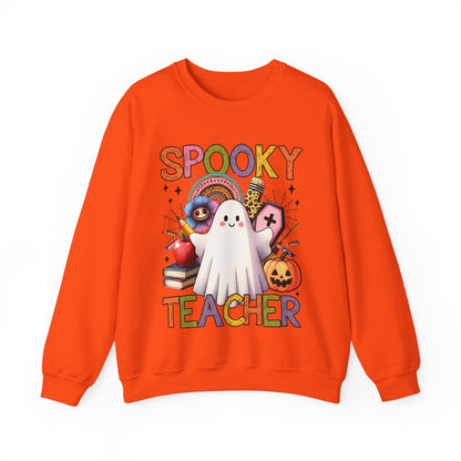 Spooky Teacher Sweatshirt Halloween Teacher Sweater Funny Ghost Teacher Pullover Sweater Groovy Halloween Teacher Gift Retro Spooky Teacher