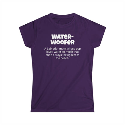 Funny Labrador Mom's Women's Softstyle Tee , "Water-woofer", Dog Mother's Day Gift, Ladies Adult Unique Novelty T-shirt