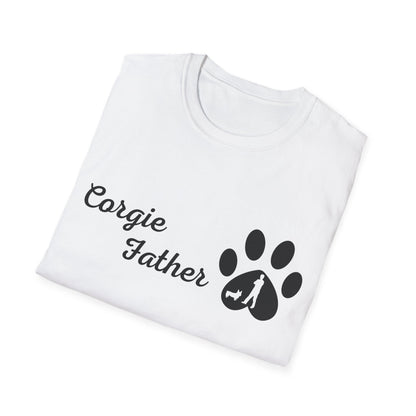 Doggy Dad's T-shirt, "Corgie Father", Dog Father's Day Gift, Fur Papa, Unique Men's Apparel Novelty Pet Lover Tee Present