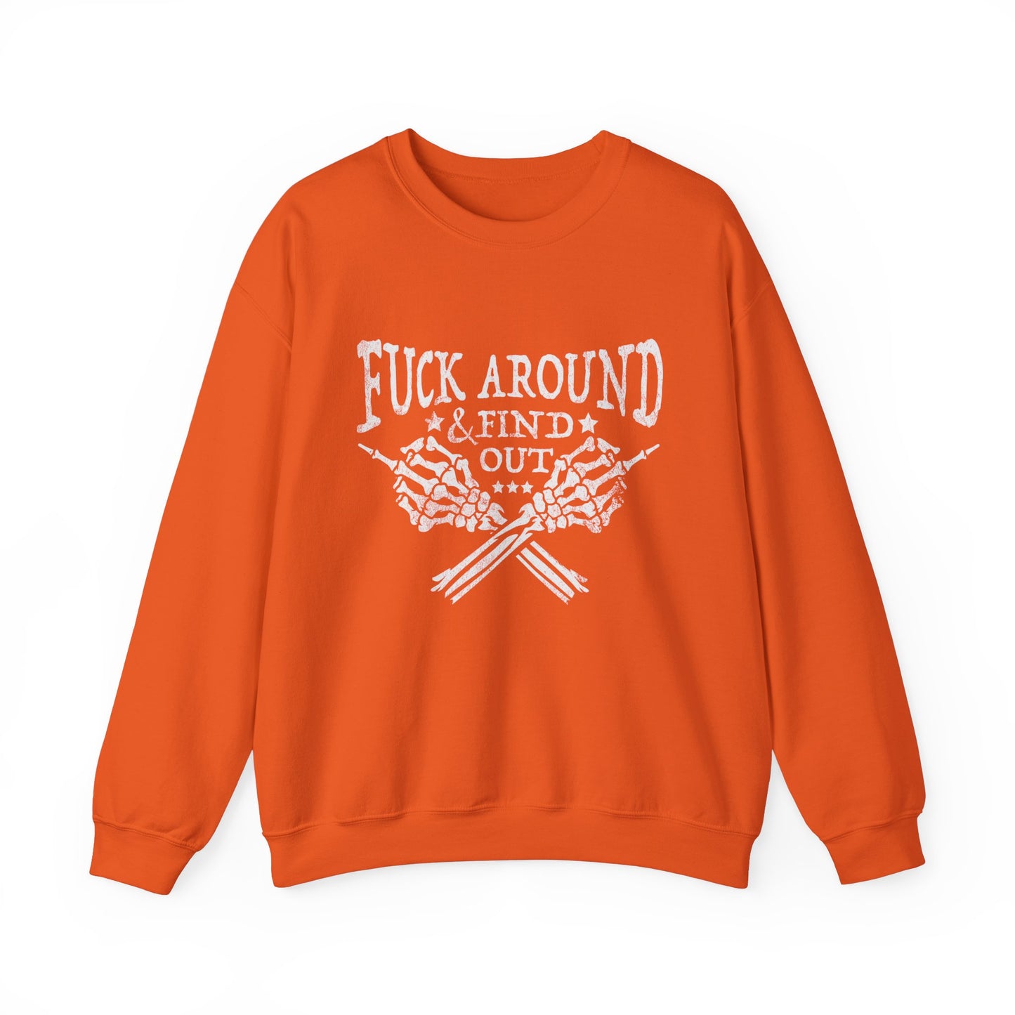 Fuck Around Find Out Sweatshirt Middle Finger Sweater Trendy Humour Sarcastic Saying Funny Halloween Sweater Funny Quote Skeleton Hand Sweat