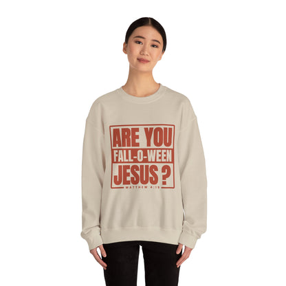 Are You Fall-O-Ween Jesus Sweatshirt Falloween Jesus Halloween Sweater Christian Fall Religious Crewneck Follow Jesus Matthew Bible 4:19