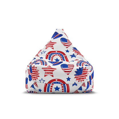 Patriotic Bean Bag Chair Cover Proudly USA Print American Pride Decor Aesthetic Home Office Gift Teen Y2K Gaming Chair 4th July Beanbag Gift