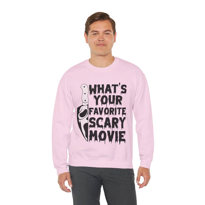 What's Your Favorite Scary Movie Sweatshirt Horror Movie Addict Sweater Ghostface Halloween Sweatshirt Scream Sweater Gift Horror Movie Club