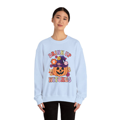 Drink Up Witches Sweatshirt Funny Halloween Retro Halloween Party Sweater Groovy Sweatshirt Witches Halloween Outfit Group Halloween Sweater