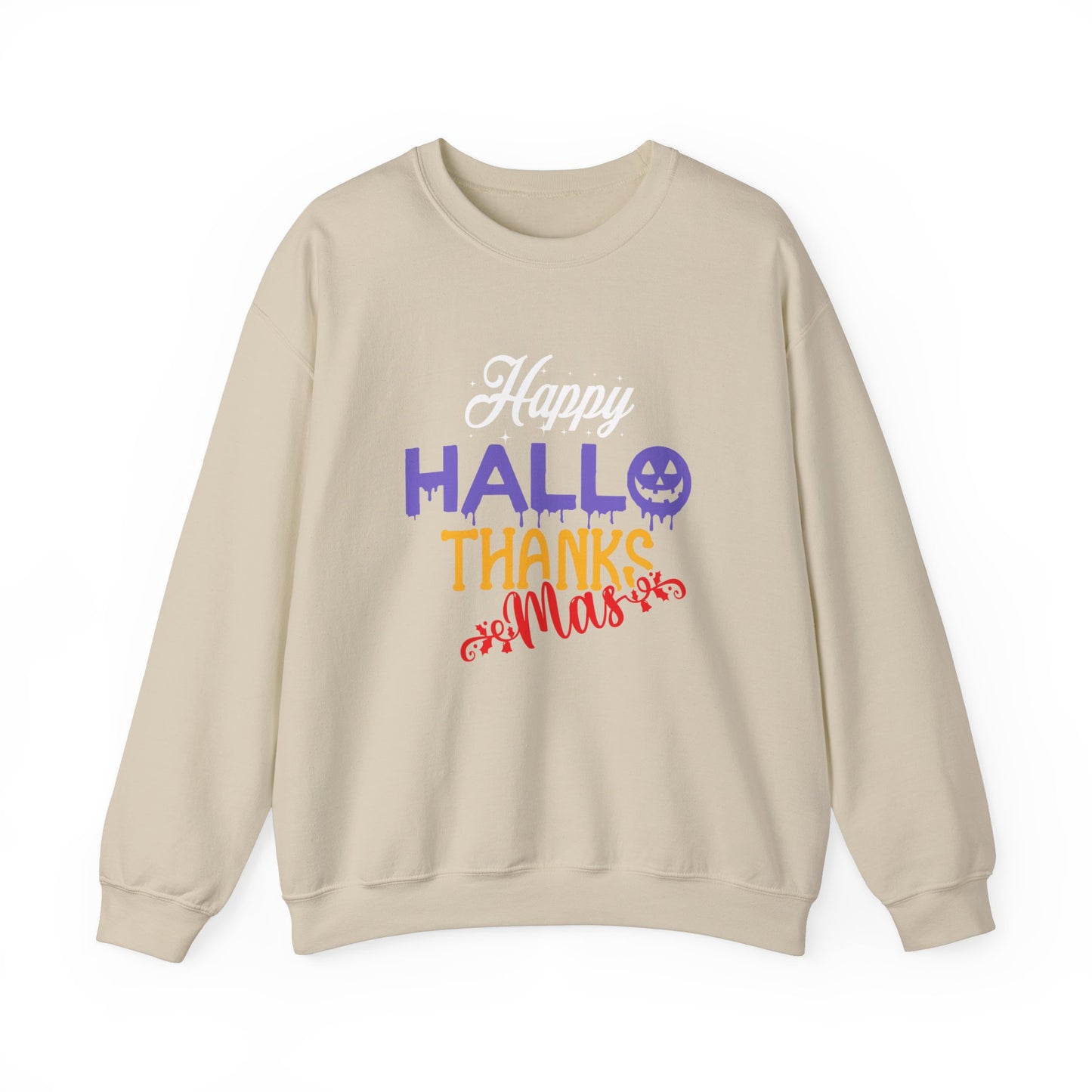 Happy Hallothanksmas Sweatshirt Halloween Sweater Holiday Season Sweatshirt Thanksgiving Apparel Christmas Outfit Autumn Fall Sweatshirt