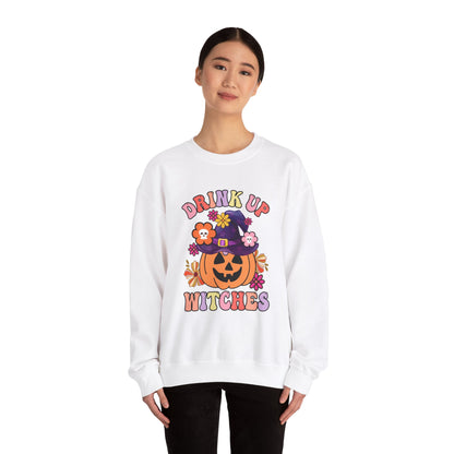 Drink Up Witches Sweatshirt Funny Halloween Retro Halloween Party Sweater Witches Sweatshirt Groovy Halloween Outfit Group Halloween Sweater