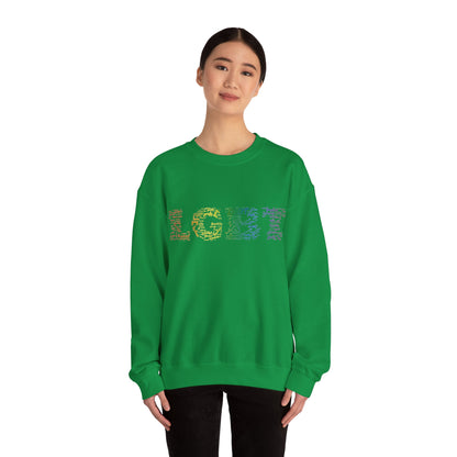 LGBT Unisex Crewneck Sweatshirt Lesbian Gay Pride Word Cloud Sweater Proud Support Gift Unique Pride Month Apparel Clothing