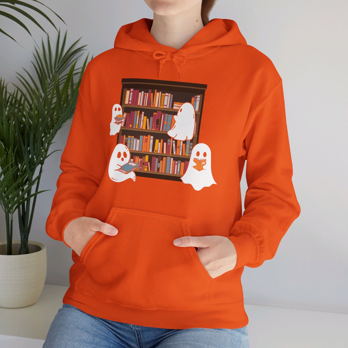 Cute Ghosts Reading Books Hoodie Ghosts Reading Hooded Sweatshirt Vintage Boo Reading Halloween Pullover Hoodie Teacher Halloween Book Lover