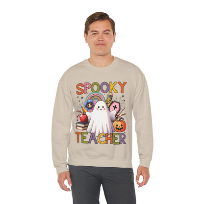 Spooky Teacher Sweatshirt Halloween Teacher Sweater Funny Ghost Teacher Pullover Sweater Groovy Halloween Teacher Gift Retro Spooky Teacher