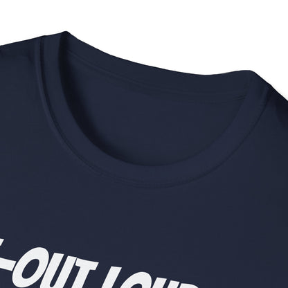 Funny Rugby Dad's Mens Softstyle T-shirt, "Line-out Loud Dad", Father's Day Gift, Humorous Unique Novelty Apparel Tee Present