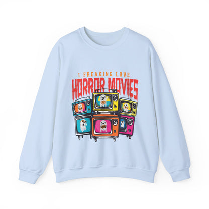 I Freaking Love Horror Movies Sweatshirt Funny Halloween Sweater Horror Fan Club Sweatshirt Horror Club Movie Fan Halloween Sweatshirt Gift