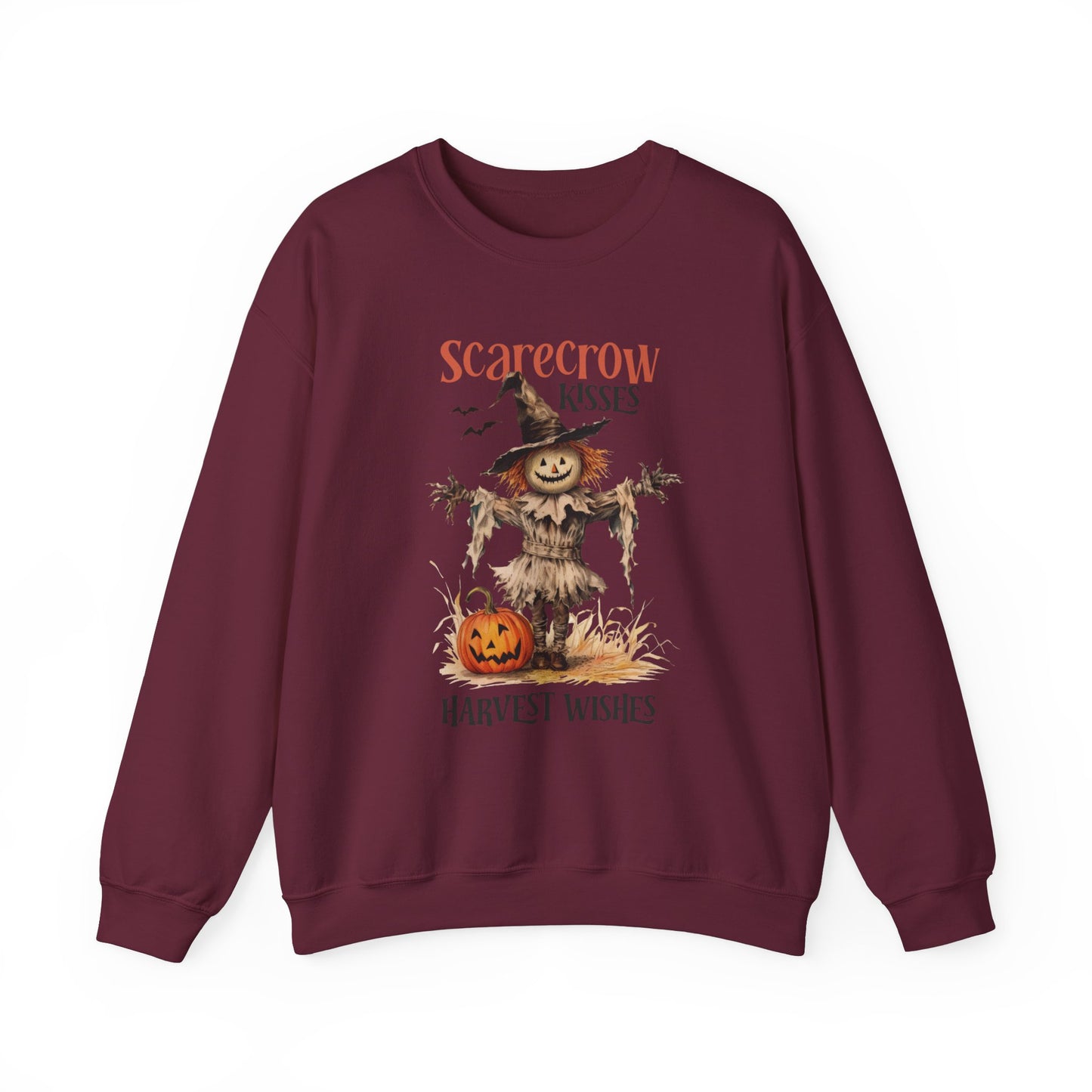 Scarecrow Kisses And Harvest Wishes Sweatshirt Vintage 1950s Halloween Sweater Pumpkin Fall Harvest Sweatshirt Funny Sweater Retro Spooky