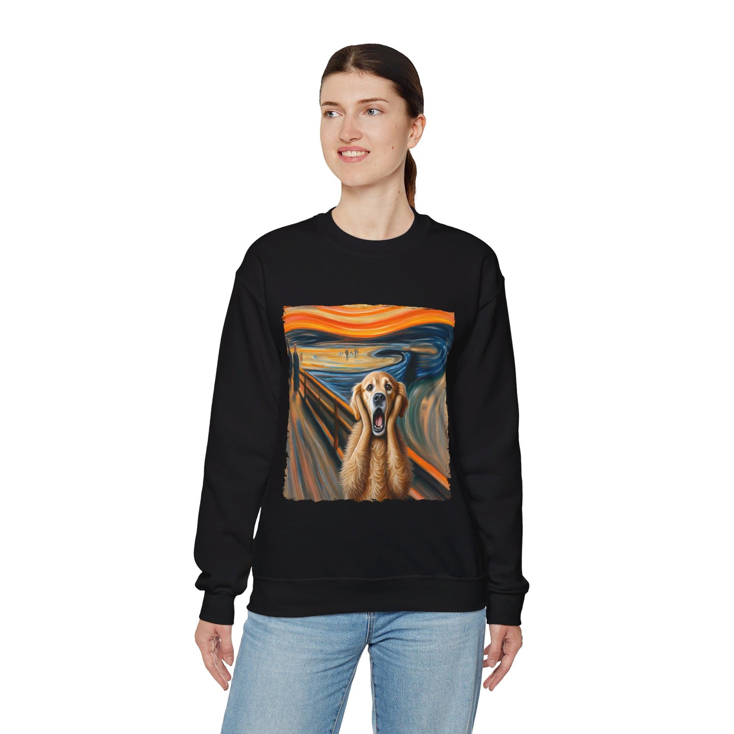 Funny Edvard Munch Dog Sweatshirt Funny The Scream-ing Dog Art Painting Sweater Parody of Edvard Munch Dog Sweater Unique Art Dog Lover Gift