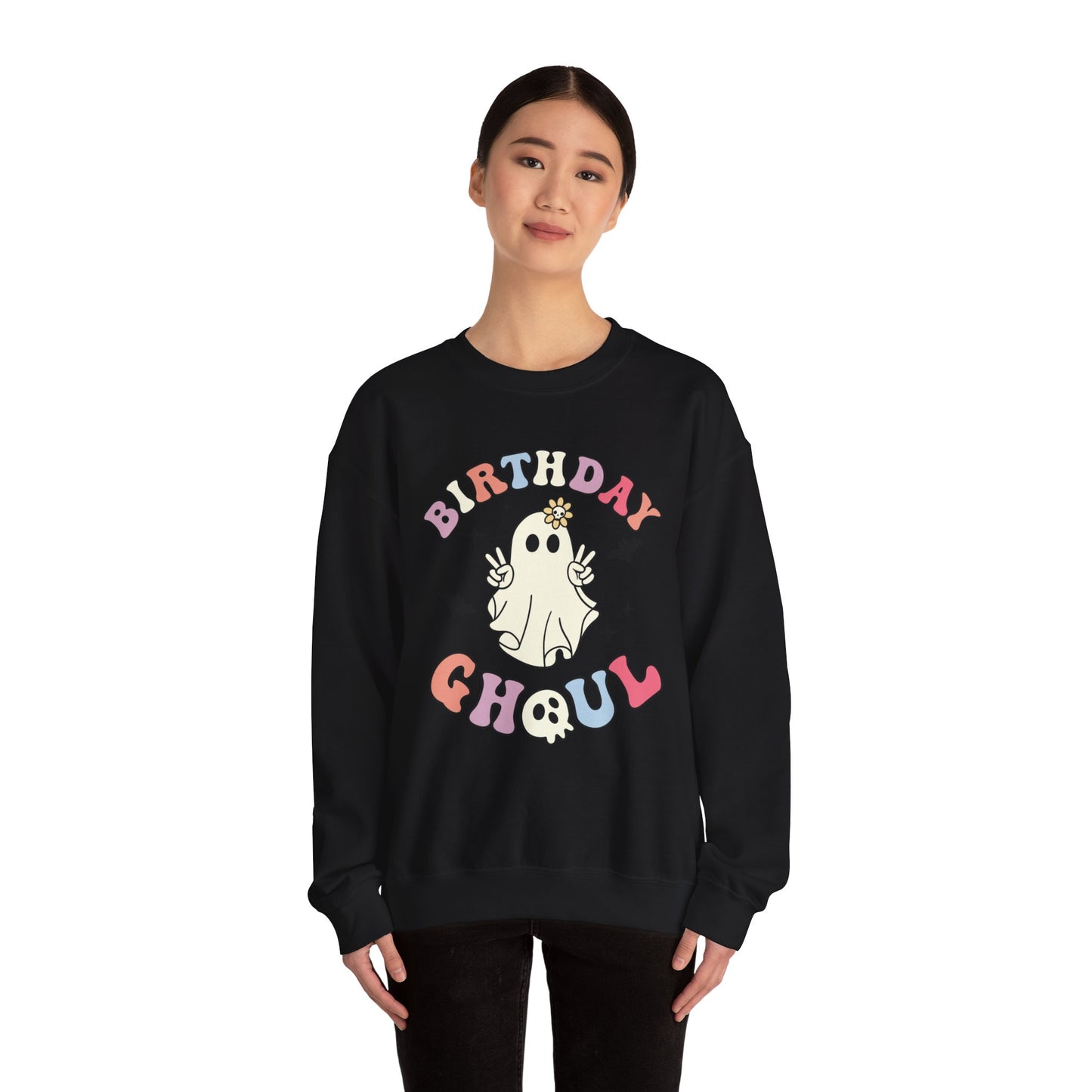 Birthday Ghoul Sweatshirt Funny Halloween Birthday Sweater Retro Halloween Ghost Sweatshirt Groovy Halloween Birthday Party Spooky Season