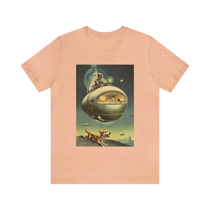 Funny Spaceship Dog UFO Shirts Unique Flying Saucer Weird Cool Gift Retro Vintage Graphic UAP tshirt Galaxy Dog Unisex T-Shirt Dog Lover Tee