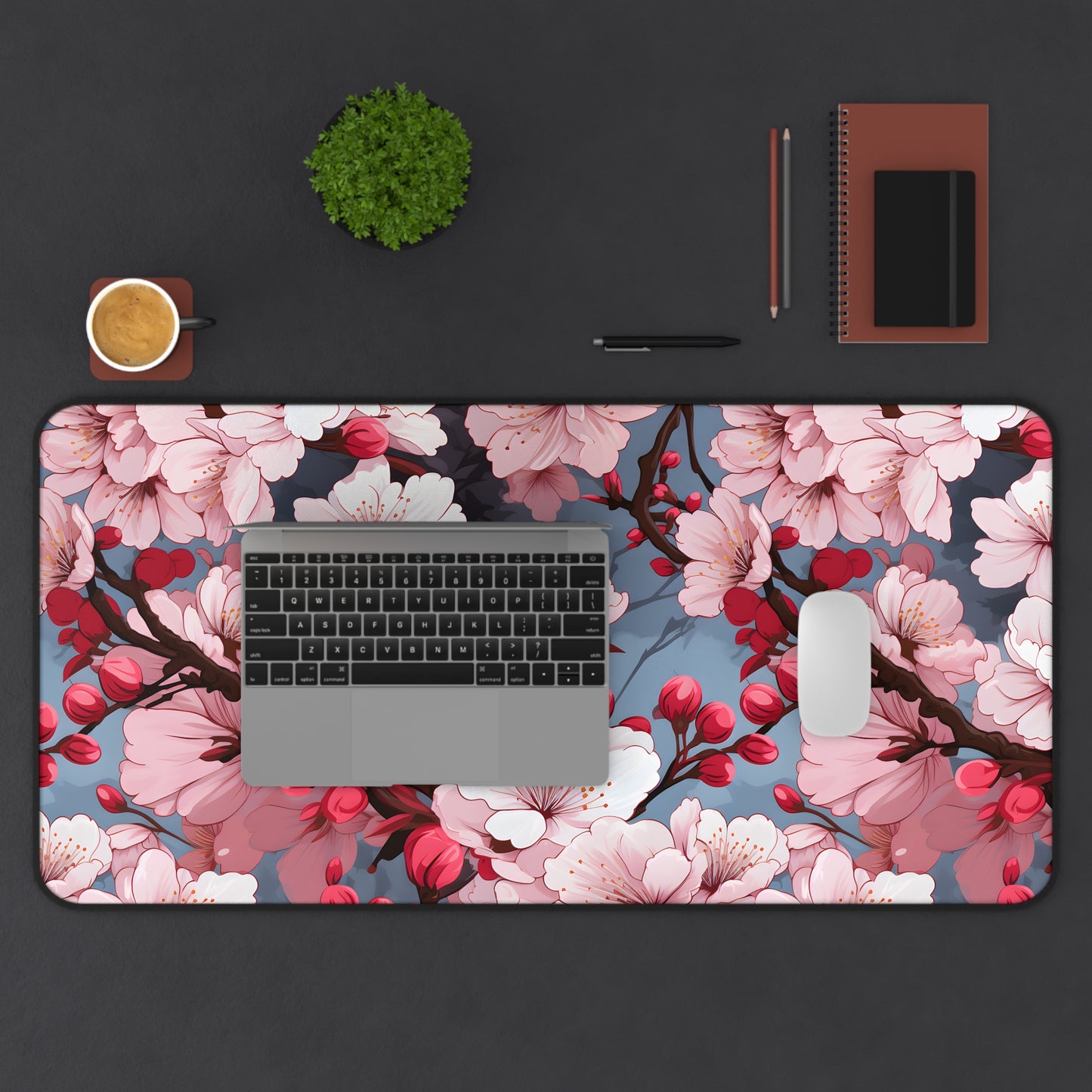 Anime Cherry Blossoms Desk Mat Lofi Office Desk Accessory Manga Floral Mouse Pad Japanese XL Desk Pad Large Gaming Mousepad Unique Gift Idea