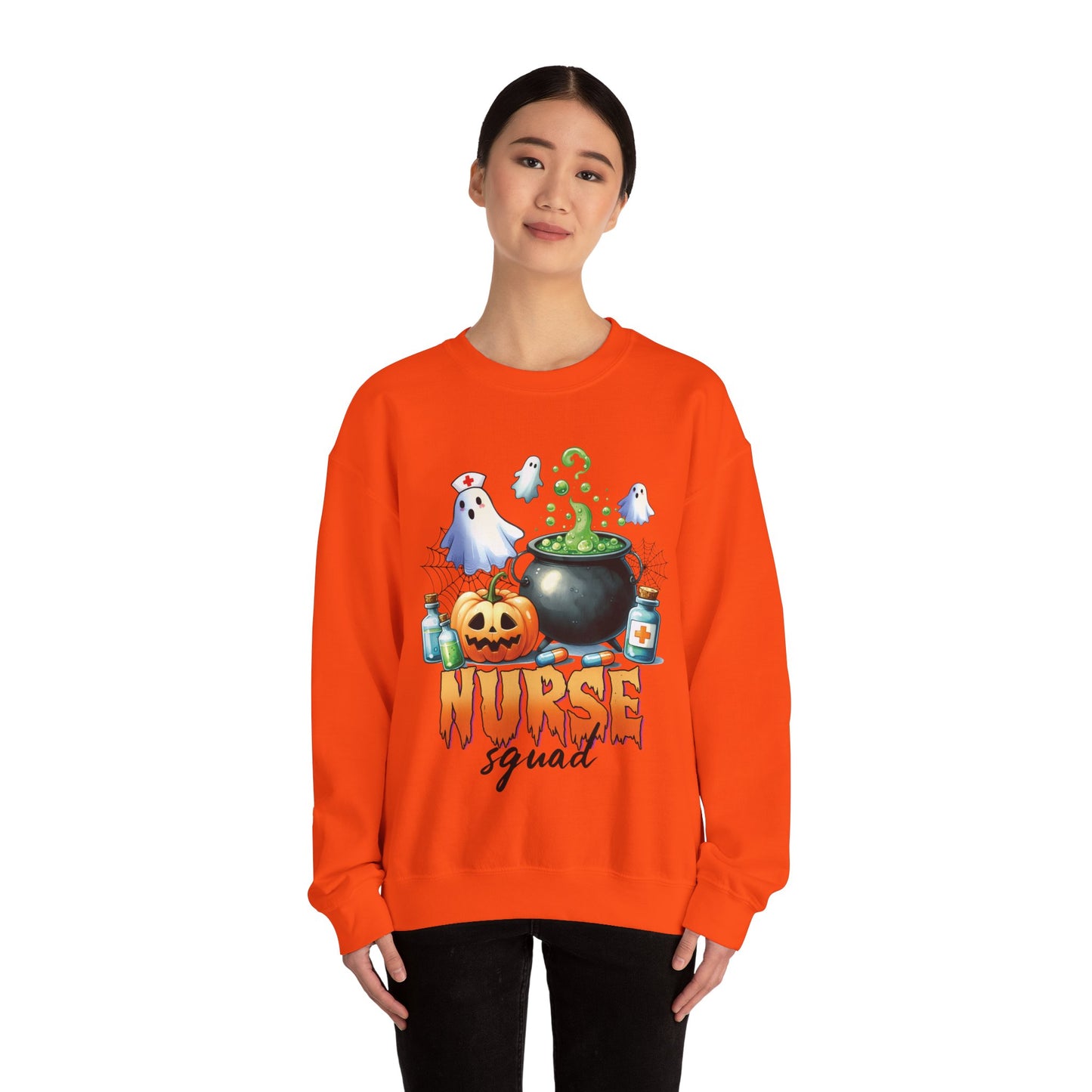 Nurse Squad Halloween Sweatshirt School Nurse Sweater Cute Ghost Nurse Gift Spooky Season Pullover Sweater Boo Ghost Nursing Student Gift