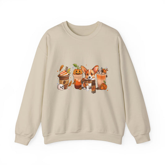 Dachshund Halloween Sweatshirt Coffee Cups Fall Sweater Dachshund Mom Sweatshirt Coffee Lover Crewneck Retro Halloween Dog Sweater Autumn