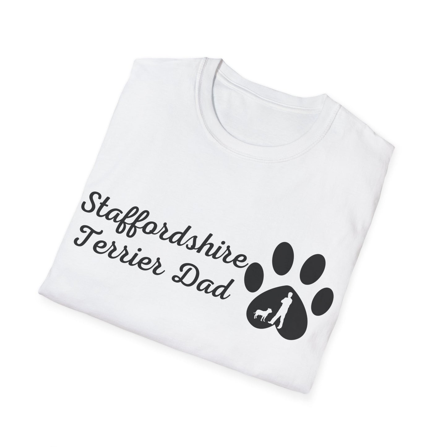 Doggy Dad's T-shirt, "Staffordshire Terrier Dad", Dog Father's Day Gift, Fur Papa, Unique Men's Apparel Novelty Pet Lover Tee