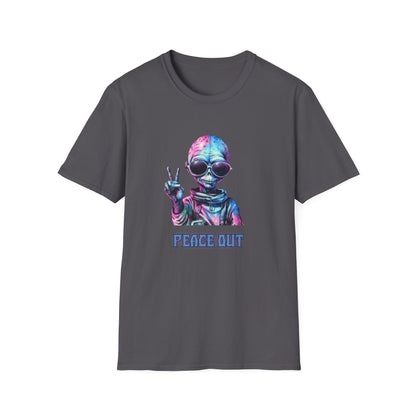 Psychedelic Retro Alien T-Shirt Graphic Art Unisex tshirt Funny UFO Lover Tee UAP Shirts Weird Cool Gift Alien Outer Space Galaxy Peace Out