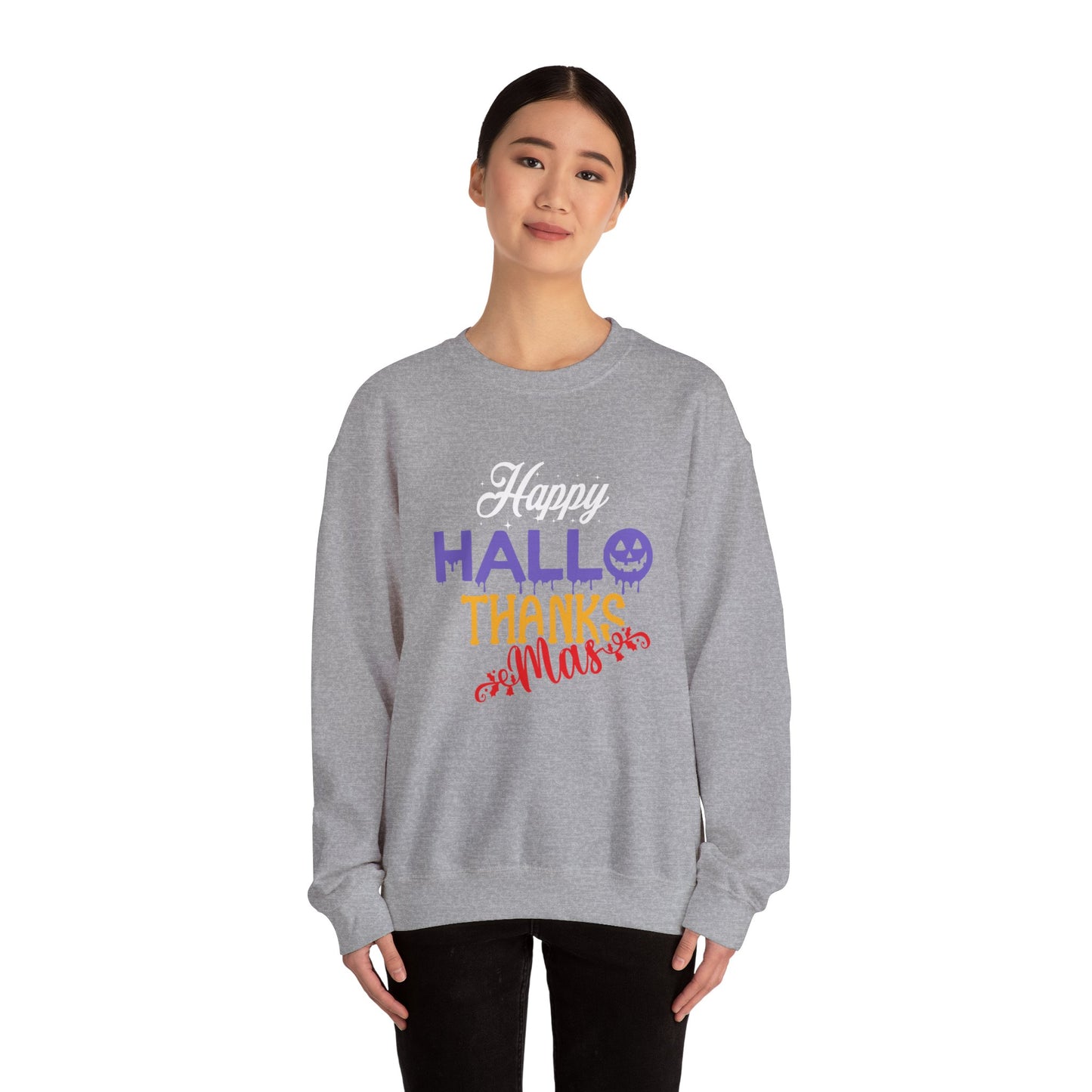 Happy Hallothanksmas Sweatshirt Halloween Sweater Holiday Season Sweatshirt Thanksgiving Apparel Christmas Outfit Autumn Fall Sweatshirt