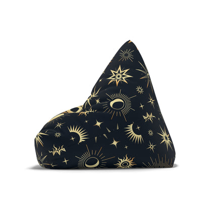 Galaxy Bean Bag Chair Cover Bohemian Celestial Astrology Zodiac Home Decor Black and Gold Witchy Boho Home Gift Meditation Adult Beanbags