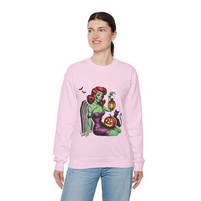 Zombie Pin-Up Girl Sweatshirt Halloween Zombie Girl Sweater Retro Pin Up Girl Zombie Pullover Vintage Zombie Pin Up Girl Sweater Womans Gift