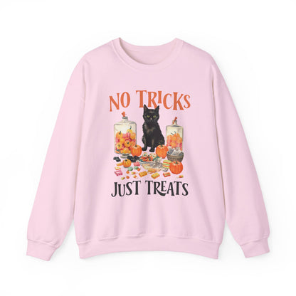 No Tricks Just Treats Sweatshirt Vintage 1950s Halloween Sweater Halloween Party Sweatshirt Retro Halloween Fall Sweater Funny Cat Lover