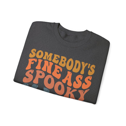 Somebody's Fine Ass Spooky Mama Sweatshirt Funny Halloween Sweater Retro Boho Halloween Mama Sweat Mom Life Apparel Halloween Ghost Mom Gift