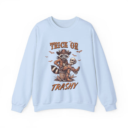 Funny Western Halloween Raccoon Sweatshirt Country Feral Trick Or Trashy Sweater Fun Halloween Trick Or Treat Day Cowboy Raccoon Lover Gift