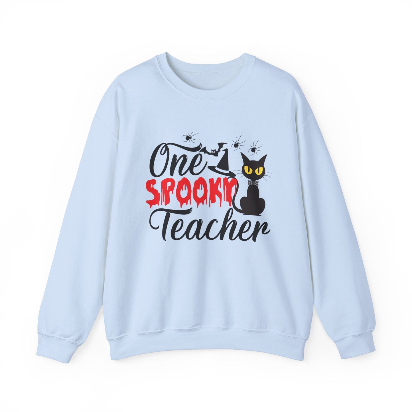 One Spooky Teacher Sweatshirt Cute Spooky Teacher Sweater Retro Teacher Halloween Sweatshirt Black Cat Lover Teacher Sweater Back To School