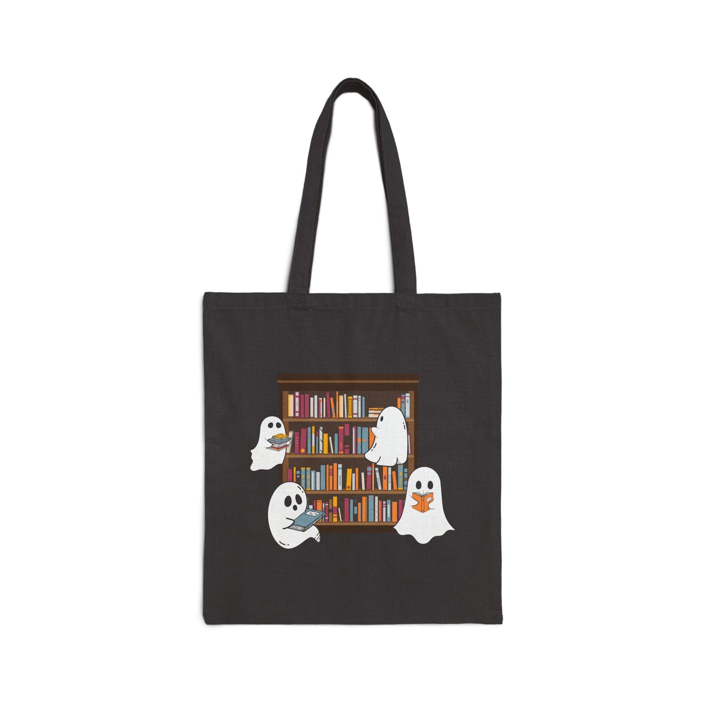 Ghost Reading Books Canvas Bag Book Lover Tote Bag Halloween Student Bags Spooky Teacher Bags Halloween Book Nerd Canvas Bag Hallowen Gift