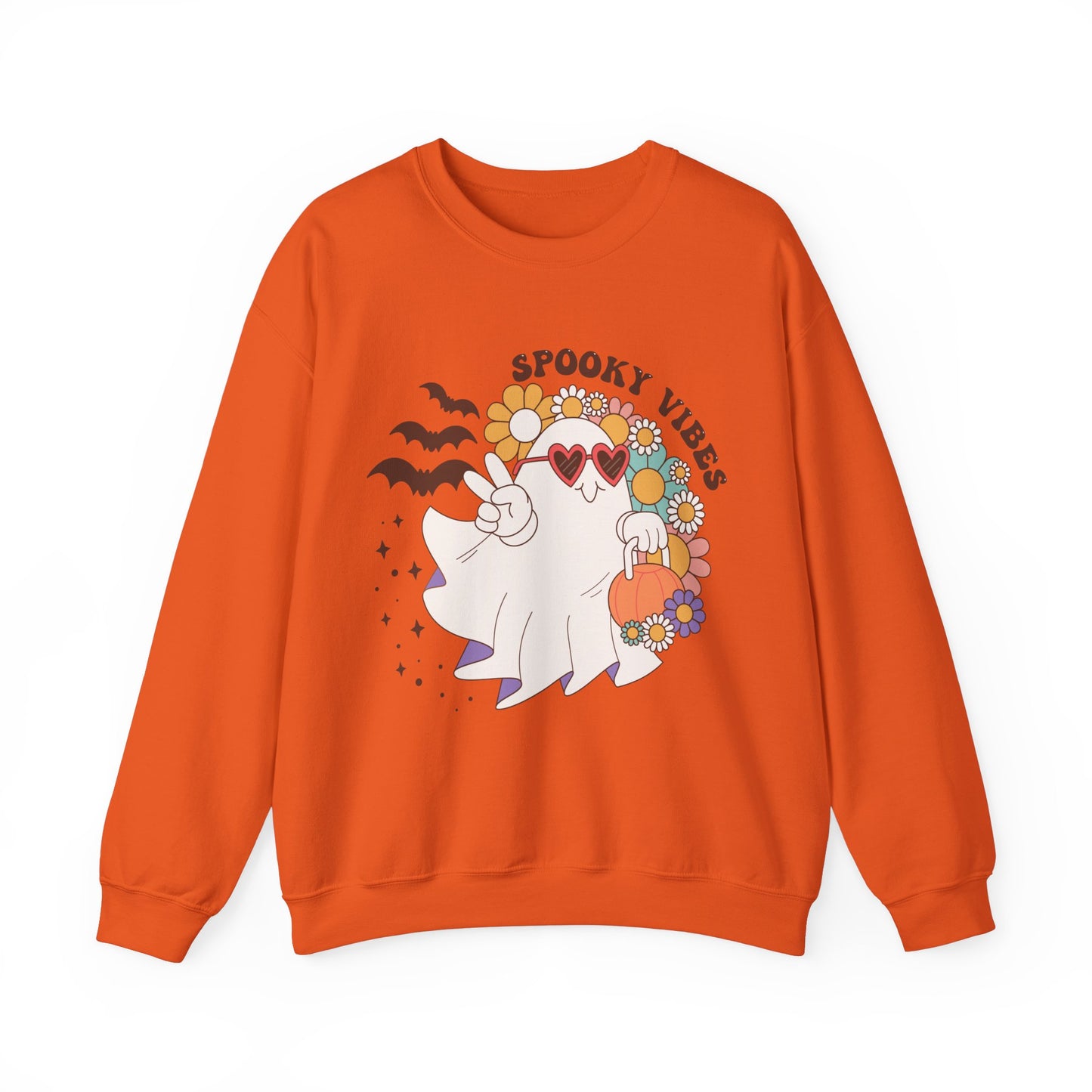 Spooky Vibes Halloween Sweatshirt Retro Groovy Ghost Sweater Groovy Halloween Sweater Retro Spooky Season Apparel Cute Spooky Vibes Ghost