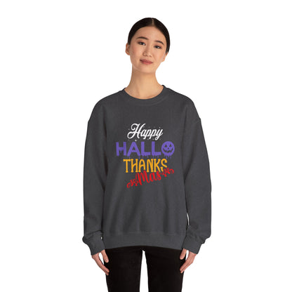 Happy Hallothanksmas Sweatshirt Halloween Sweater Holiday Season Sweatshirt Thanksgiving Apparel Christmas Outfit Autumn Fall Sweatshirt